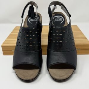 Abeo Berrie Black Leather Sandals Womens SZ 9N Neutral Footbed Orthotics Comfort